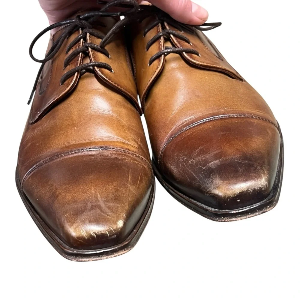 Finsbury Neiva brown leather lace up derby dress shoes Made in Spain